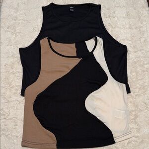 SHEIN Black and Brown Patchwork Tank Top.   New - no tag
